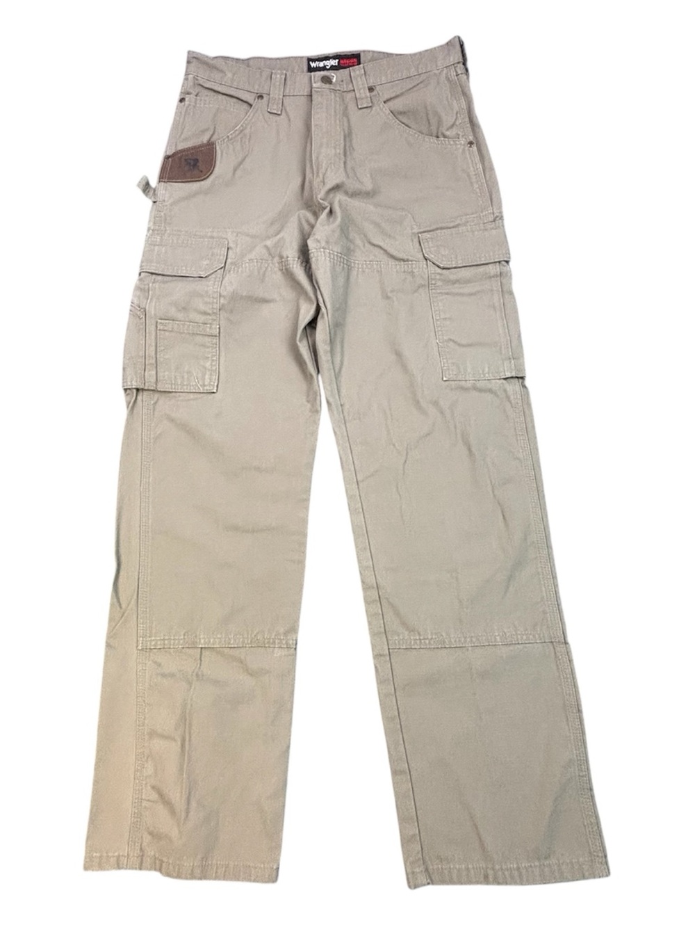 Wrangler Riggs Pants Mens 32x32 Ripstop Canvas Cargo Double Knee Carpenter Khaki